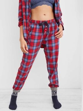 Aerie Plaid Pajama Jogger Pants Red Blue Flannel Lounge Sleep Pants Women XS